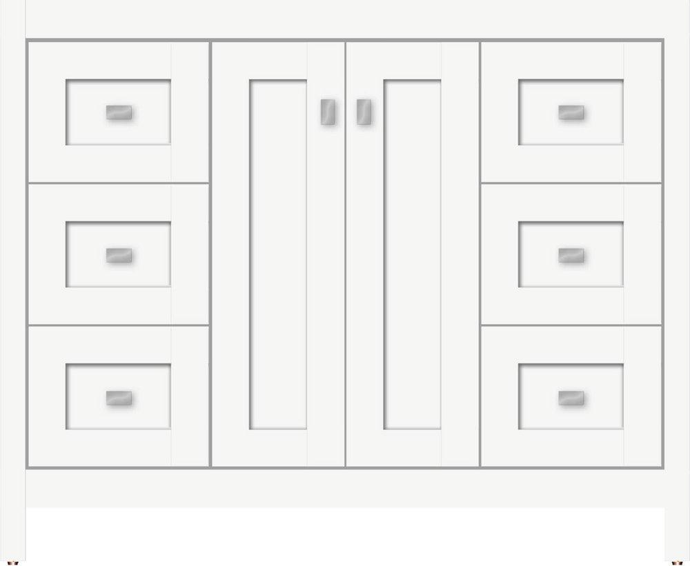 Strasser Satin White 42 x 18 x 34-1/2 in. Floor Mount Vanity with 6-Drawer 