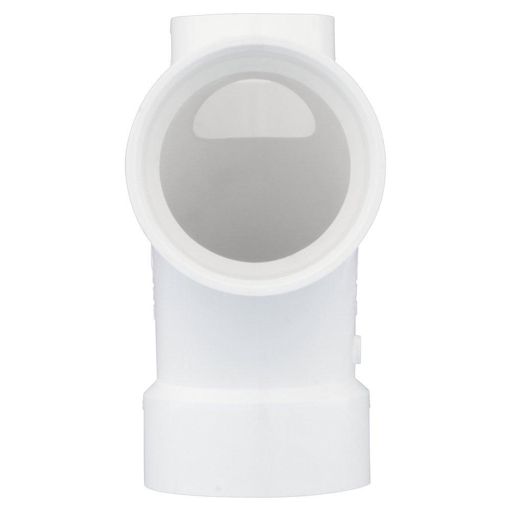 White PVC DWV 90&deg; Long Turn Elbow with 2 
