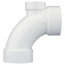 White PVC DWV 90&deg; Long Turn Elbow with 2 