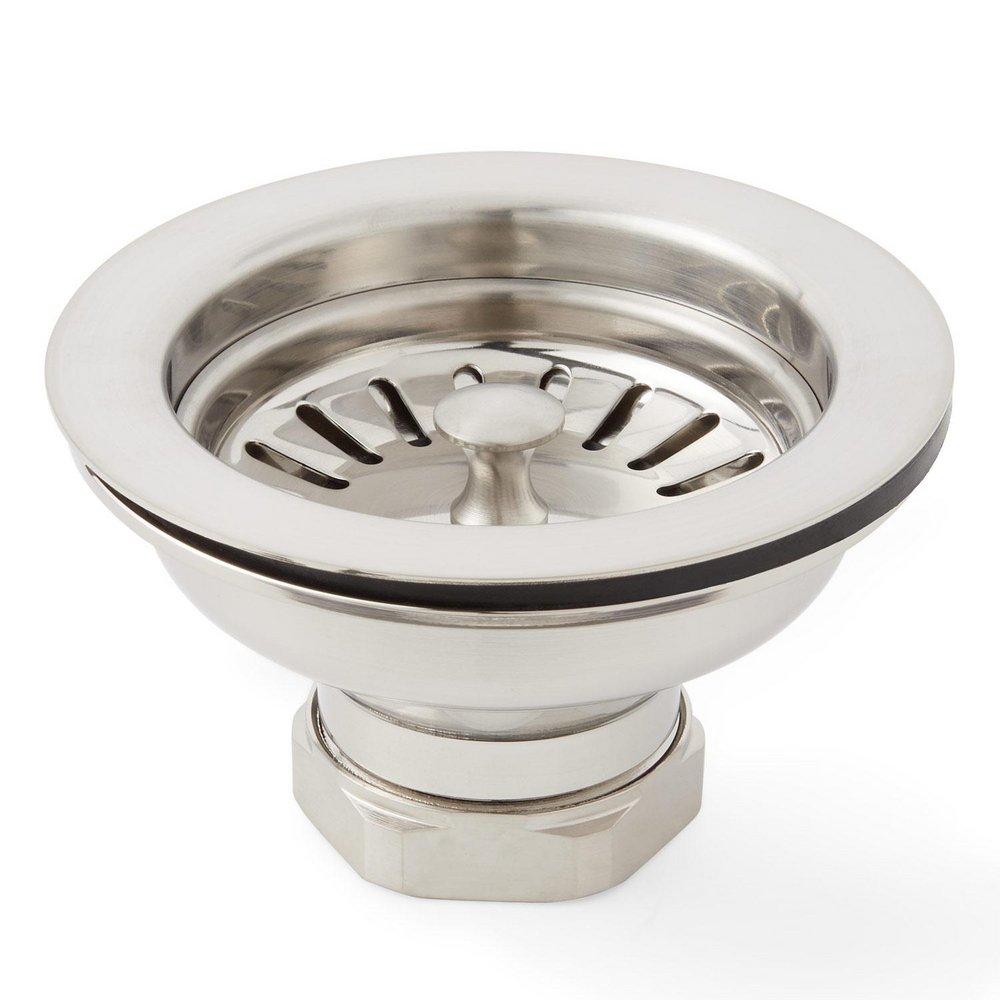 Signature Hardware Brushed Nickel 3-1/2 in. Slotted Brass Basket Strainer 