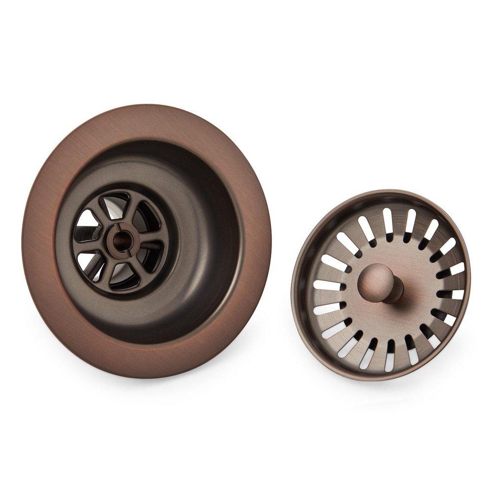 Signature Hardware Oil Rubbed Bronze 3-1/2 in. Slotted Brass Basket Strainer 