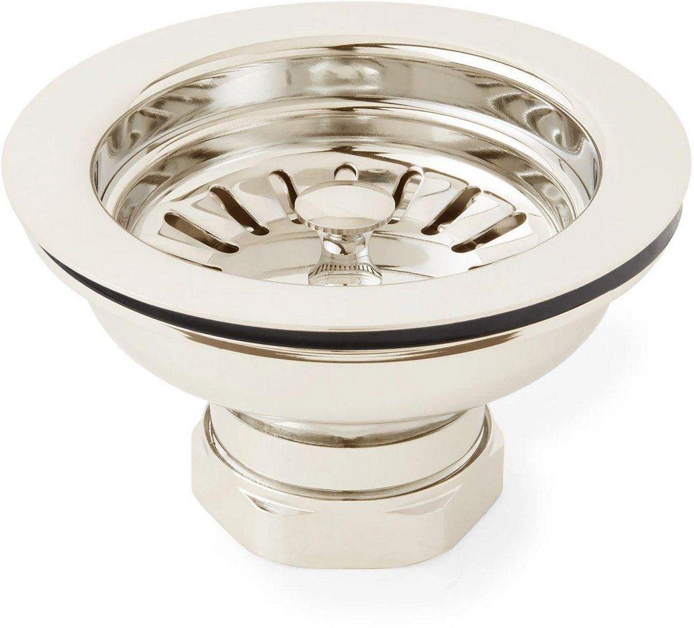Signature Hardware Polished Nickel 3-1/2 in. Slotted Brass Basket Strainer 