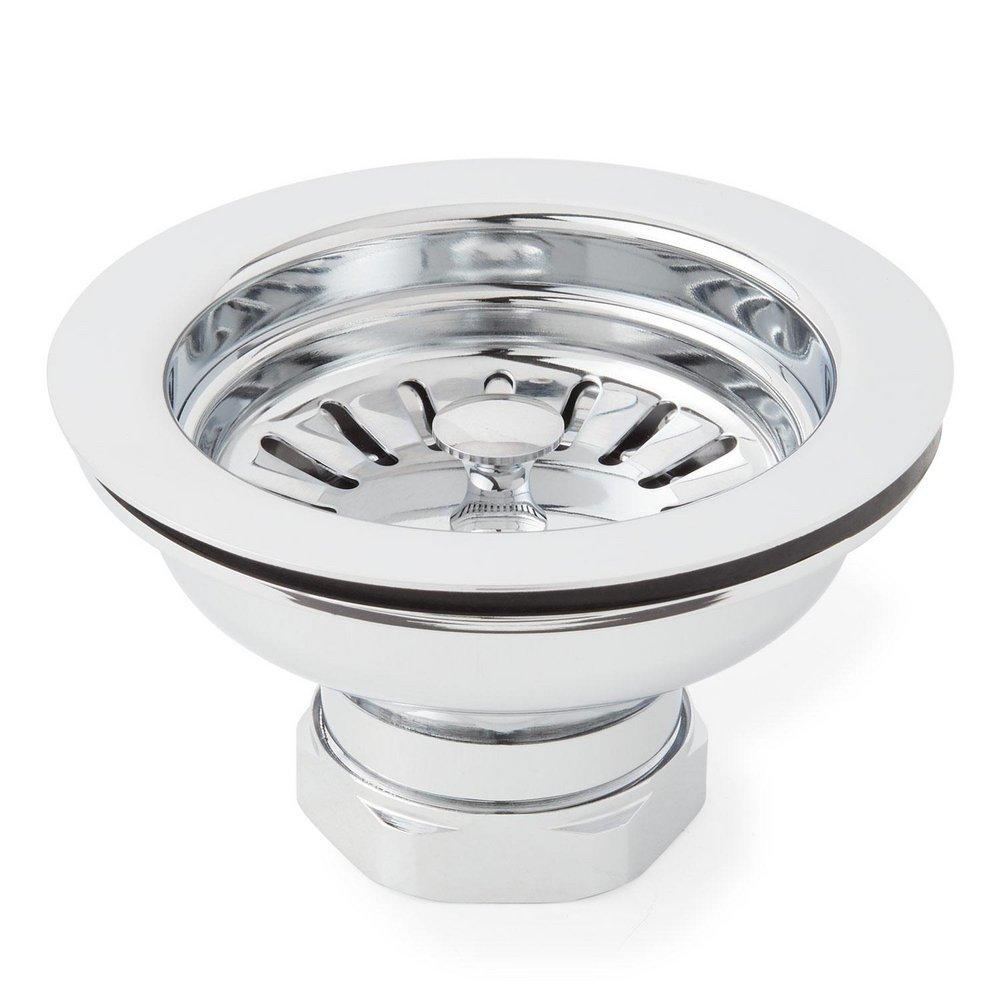 Signature Hardware Chrome 3-1/2 in. Slotted Brass Basket Strainer 