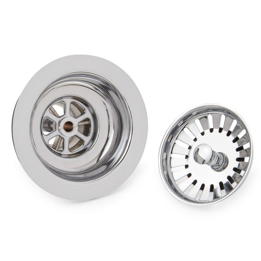 Signature Hardware Chrome 3-1/2 in. Slotted Brass Basket Strainer 