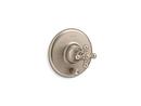 KOHLER Vibrant&reg; Brushed Bronze Tub and Shower Pressure Balancing Valve Trim with Metal Single Cross Handle and Diverter 