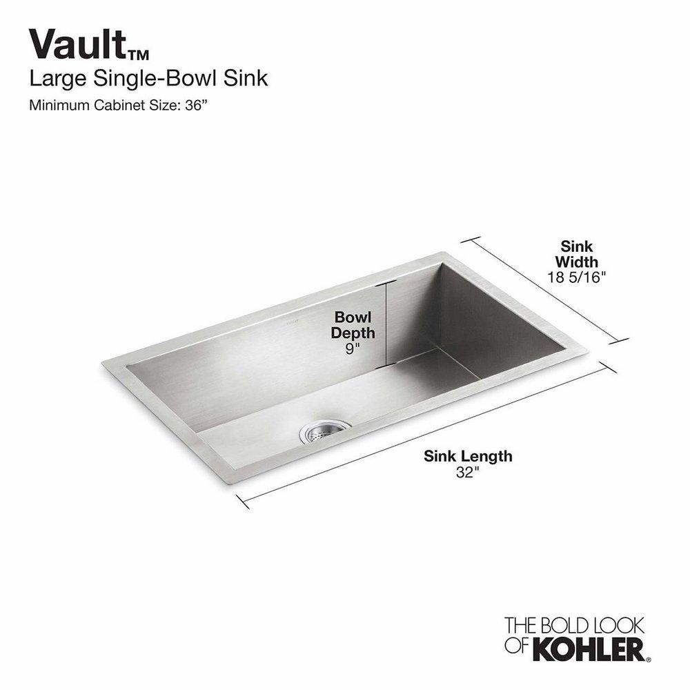 KOHLER Stainless Steel 33 x 22 in. Stainless Steel Single Bowl Dual Mount Kitchen Sink with Sound Dampening 