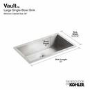 KOHLER Stainless Steel 33 x 22 in. Stainless Steel Single Bowl Dual Mount Kitchen Sink with Sound Dampening 