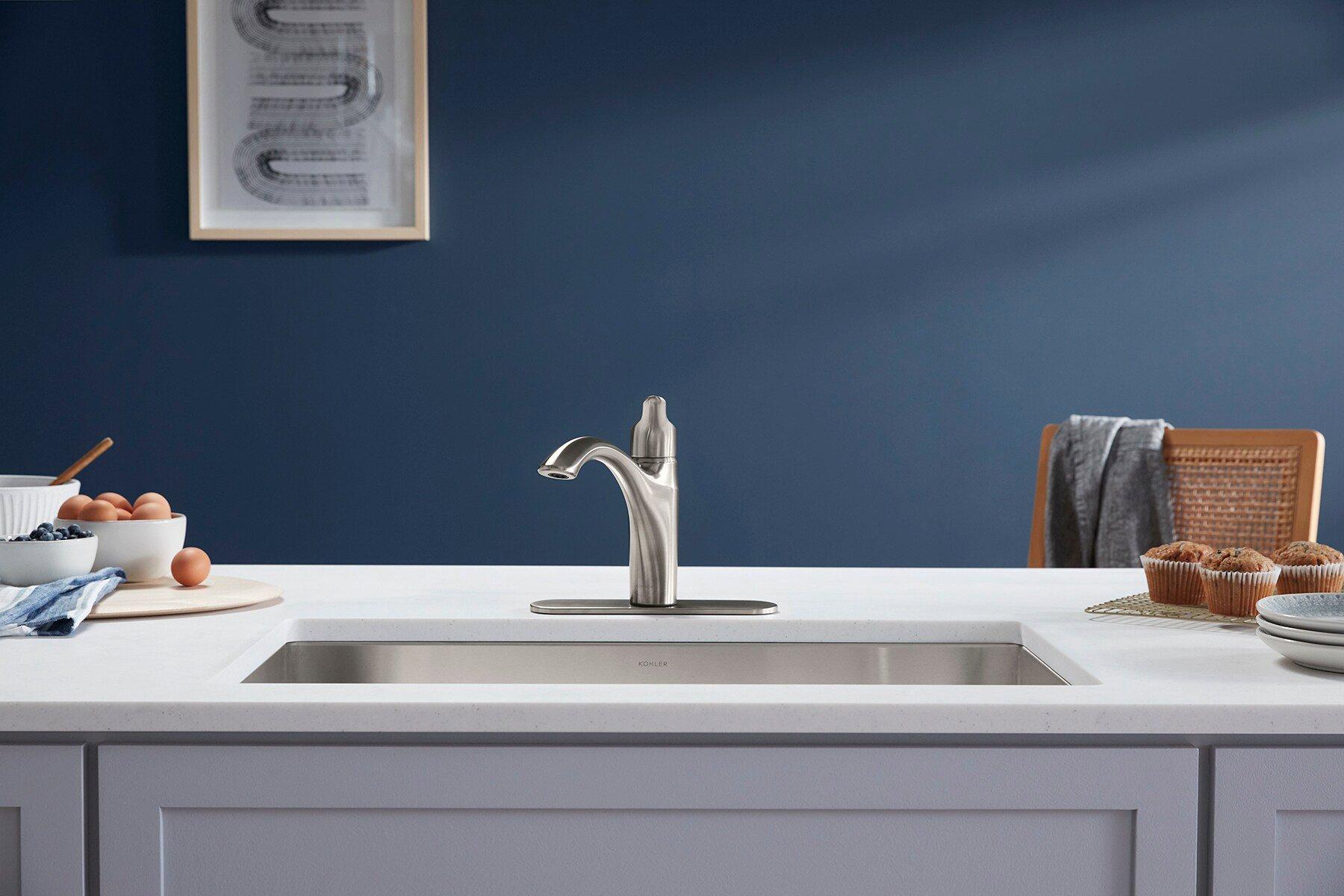 KOHLER Stainless Steel 33 x 22 in. Stainless Steel Single Bowl Dual Mount Kitchen Sink with Sound Dampening 
