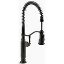 KOHLER Oil Rubbed Bronze Single Handle Pull Down Semi-Professional Kitchen Faucet with Three-Function Spray, Magnetic Docking, Sweep Spray and BerrySoft Technology 
