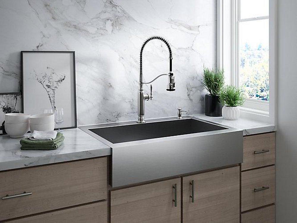 KOHLER Oil Rubbed Bronze Single Handle Pull Down Kitchen Faucet 