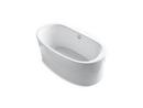 KOHLER White 60-11/16 x 34-11/16 in. Soaker Freestanding Bathtub with Center Drain 