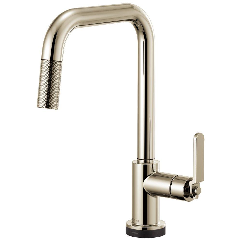 Brizo Polished Nickel Lead Law Compliant Not Certified LITZE: SMARTTOUCH PULL-DOWN FAUCET WITH SQUARE SPOUT AND INDUSTRIAL HANDLE 