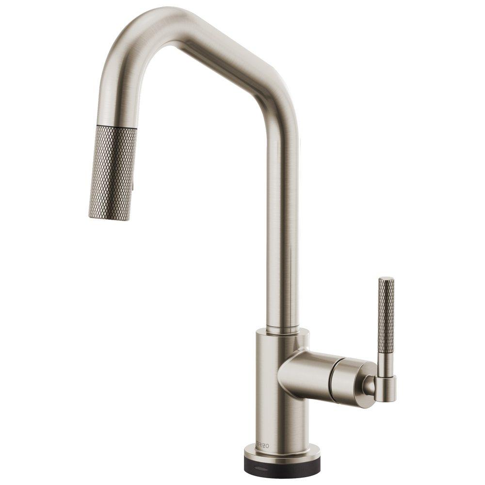 Brizo Stainless Single Handle Pull Down Angled Spout Touch Activated Kitchen Faucet with Two-Function Spray, Magnetic Docking and SmartTouch Technology 
