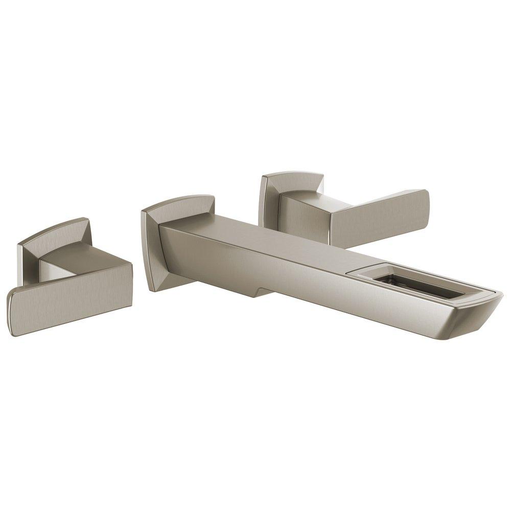 Brizo Luxe Nickel Two Handle Waterfall and Widespread Bathroom Sink Faucet 