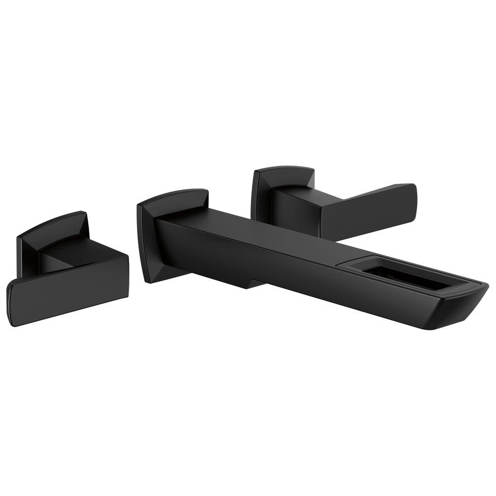 Brizo Matte Black Two Handle Waterfall and Widespread Bathroom Sink Faucet 