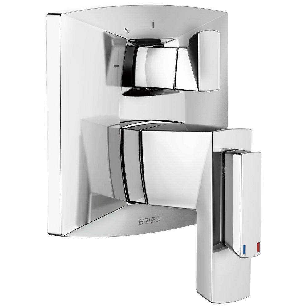 Brizo Chrome 3-Function Diverter Trim with Thermostatic Valve and Single Lever Handle for Multi Choice R75000 Universal Integrated Diverter Rough-In Valve 