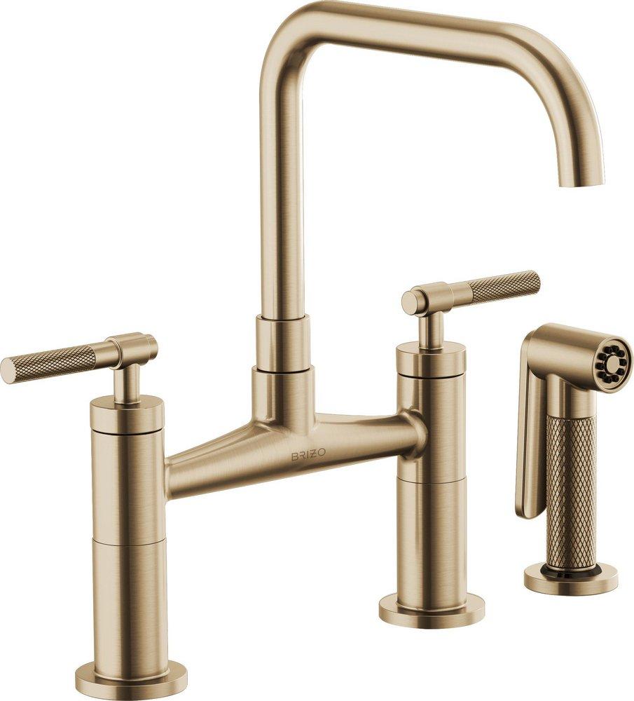 Brizo Luxe Gold Two Handle Bridge Kitchen Faucet 