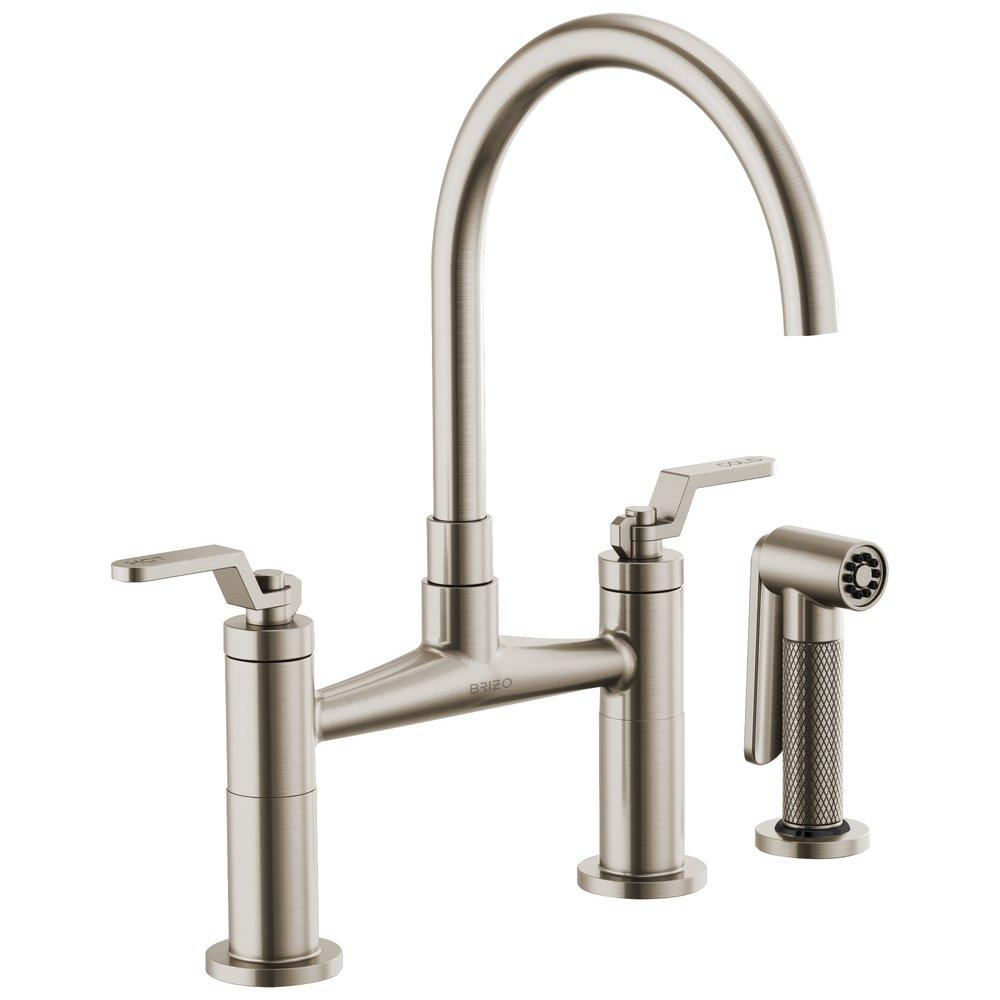Brizo Stainless Two Handle Bridge Kitchen Faucet 
