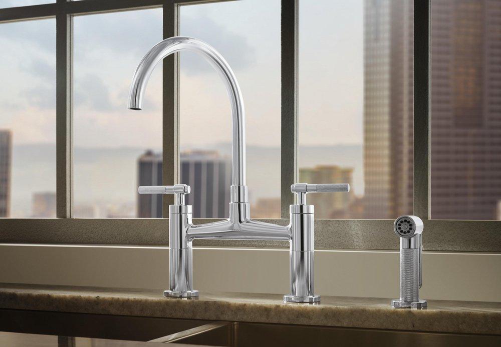Brizo Chrome Two Handle Bridge Kitchen Faucet 