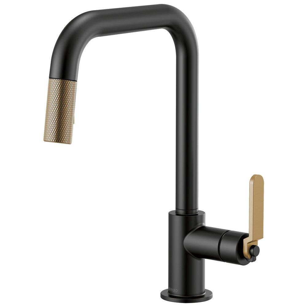 Brizo Matte Black/Luxe Gold Single Handle Pull Down Kitchen Faucet 