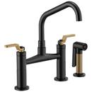 Brizo Matte Black/Luxe Gold Lead Law Compliant Not Certified LITZE: BRIDGE FAUCET WITH ANGLED SPOUT AND INDUSTRIAL HANDLE 