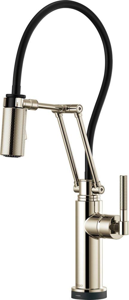 Brizo Polished Nickel Single Handle Pull Down Touch Activated Kitchen Faucet with Articulating Arm, Two-Function Spray, Magnetic Docking and SmartTouch Technology 