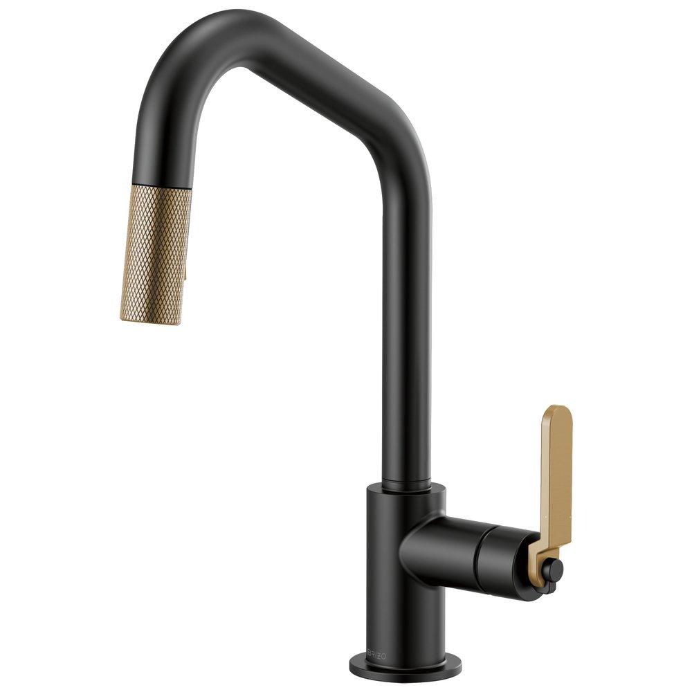 Brizo Matte Black/Luxe Gold Single Handle Pull Down Kitchen Faucet 
