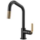 Single Handle Pull Down Kitchen Faucet in Matte Black with Brilliance® Luxe Gold®