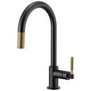 Single Handle Pull Down Kitchen Faucet in Matte Black with Luxe Gold