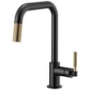 Single Handle Pull Down Kitchen Faucet in Matte Black with Luxe Gold