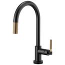 Single Handle Pull Down Kitchen Faucet with Touch Activation in Matte Black/Luxe Gold