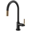 Brizo Matte Black/Luxe Gold Single Handle Pull Down Kitchen Faucet 