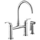 Two Handle Bridge Kitchen Faucet with Side Spray in Chrome