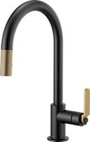 Brizo Matte Black/Luxe Gold Single Handle Pull Down Kitchen Faucet 