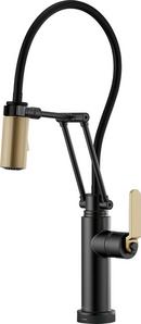 Single Handle Pull Down Kitchen Faucet with Touch Activation in Matte Black with Brilliance® Luxe Gold®