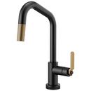 Brizo Matte Black/Luxe Gold Single Handle Pull Down Kitchen Faucet 