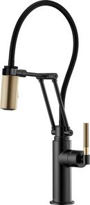 Single Handle Pull Down Kitchen Faucet in Matte Black with Luxe Gold