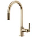 Single Handle Pull Down Kitchen Faucet with Knurled Lever Handle, Two-Function Spray and Magnetic Docking in Luxe Gold