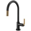 Brizo Matte Black/Luxe Gold Single Handle Pull Down Kitchen Faucet 
