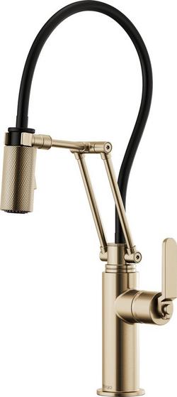Single Handle Pull Down Kitchen Faucet in Luxe Gold