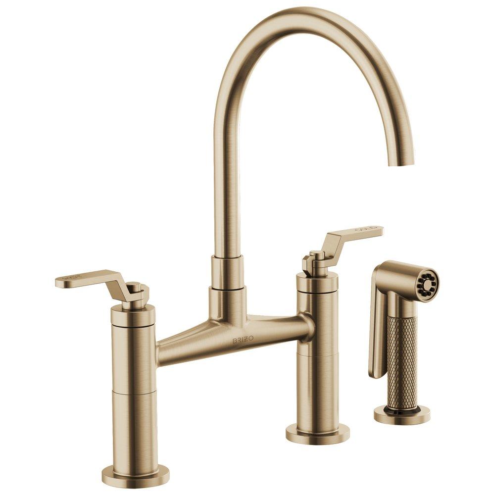 Brizo Luxe Gold Two Handle Bridge Kitchen Faucet 