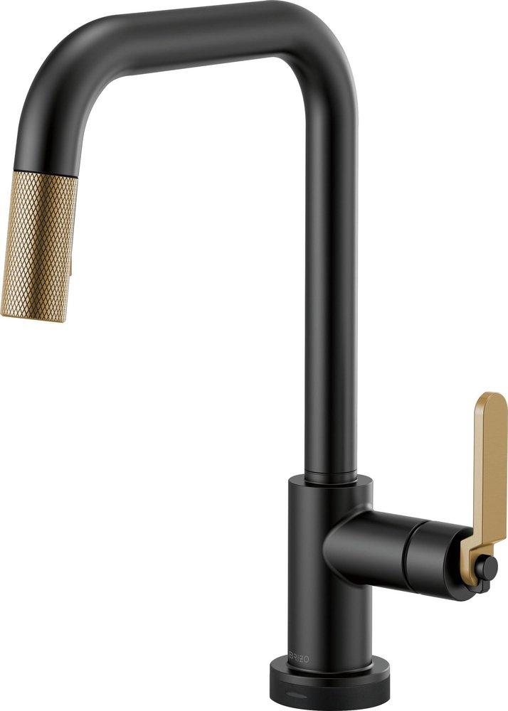 Brizo Matte Black/Luxe Gold Single Handle Pull Down Kitchen Faucet 