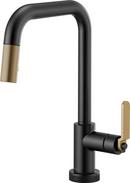 Brizo Matte Black/Luxe Gold Single Handle Pull Down Kitchen Faucet 