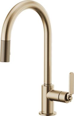 Single Handle Pull Down Kitchen Faucet in Luxe Gold