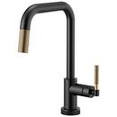 Single Handle Pull Down Kitchen Faucet in Matte Black/Luxe Gold