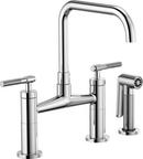 Two Handle Bridge Kitchen Faucet with Side Spray in Chrome
