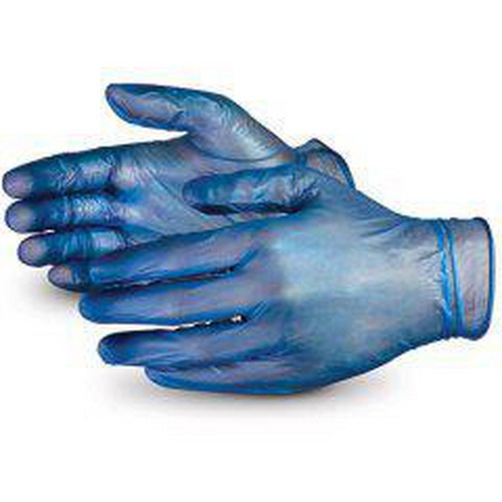 Wholesale Safety Blue Vinyl Gloves in Blue 