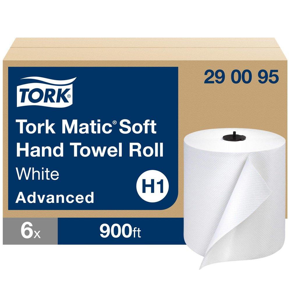 Tork White Advanced Soft Paper Hand Towel, 1-Ply 900 ft, White, H1 System 