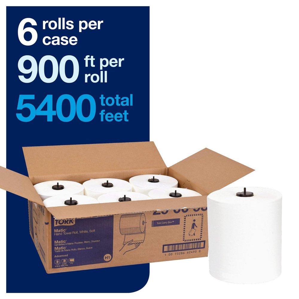 Tork White Advanced Soft Paper Hand Towel, 1-Ply 900 ft, White, H1 System 