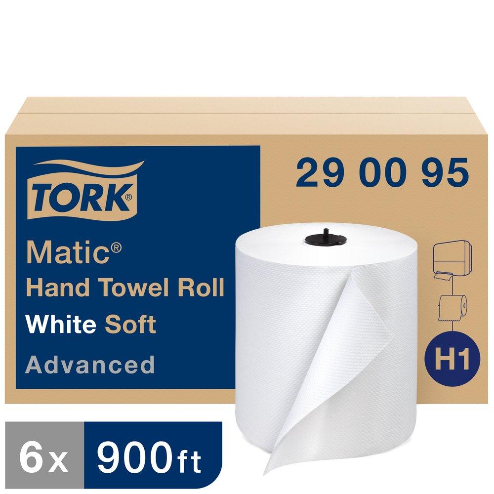 Tork White Advanced Soft Paper Hand Towel, 1-Ply 900 ft, White, H1 System 